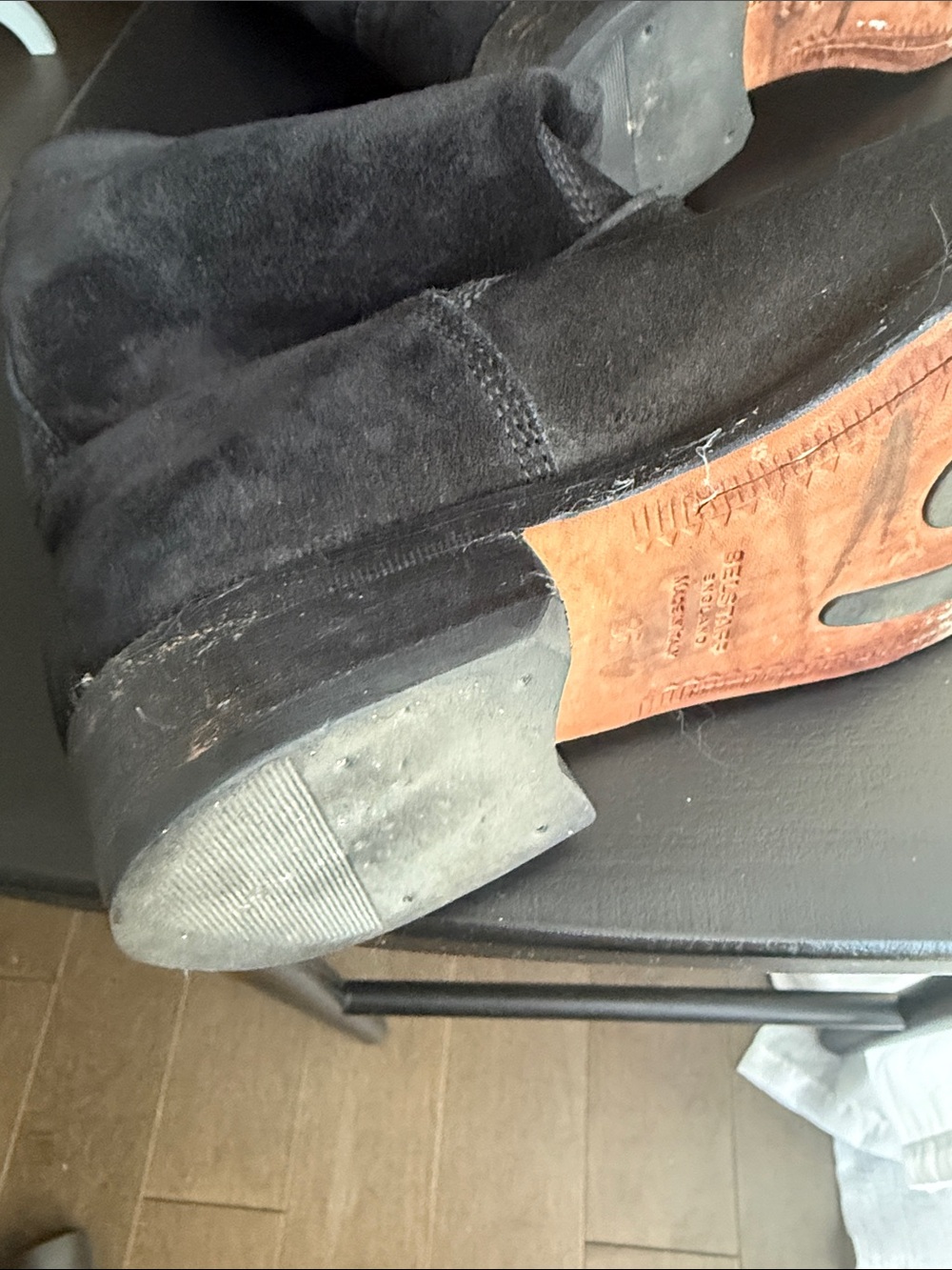 Black Suede Women’s Belstaff Motorcycle Boots - Classic Slip-On Style - Picture 6 of 7